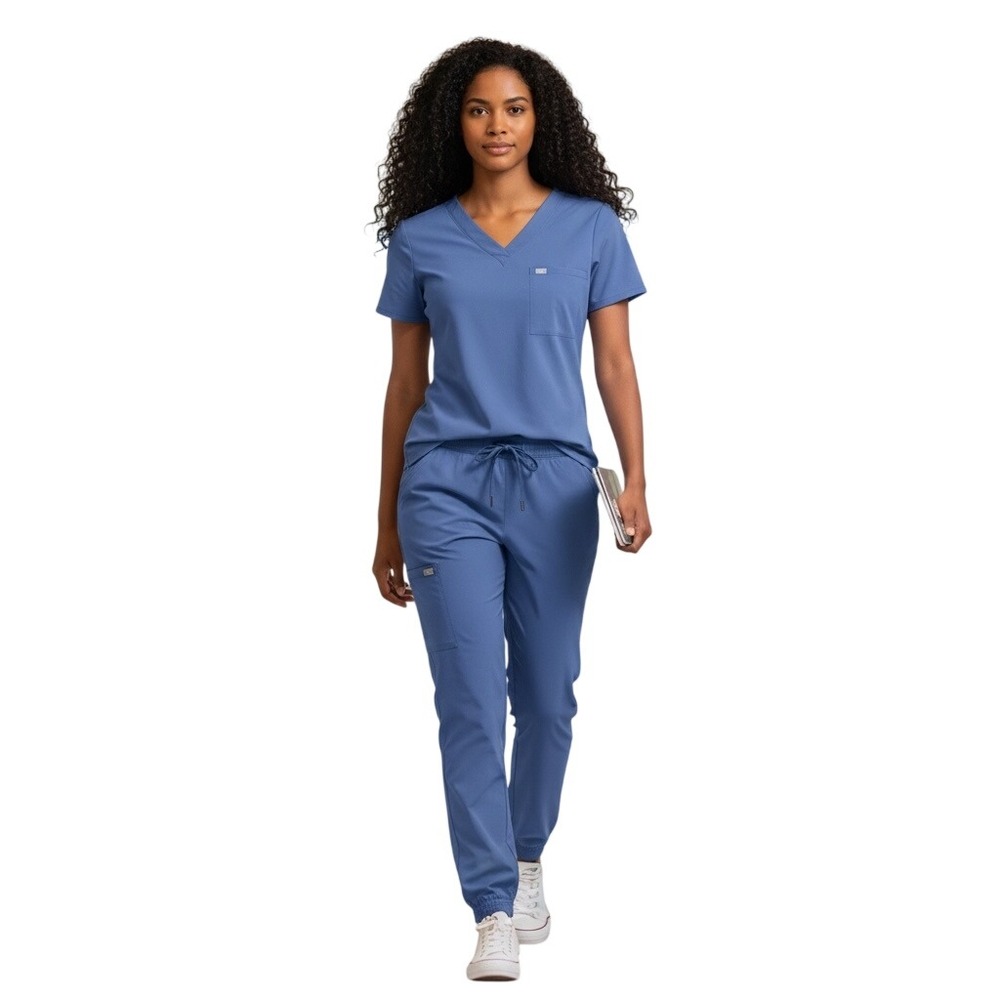 Barco One Blue Jogger‎ Scrub Pants Womens Small Elastic Waist Cargo Pockets